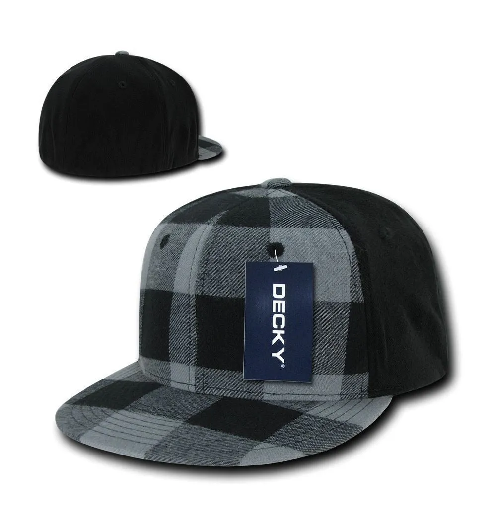 3 Dozen Decky Plaid Flex 6 Panel Fitted Two Tone Baseball Caps Hats Wholesale