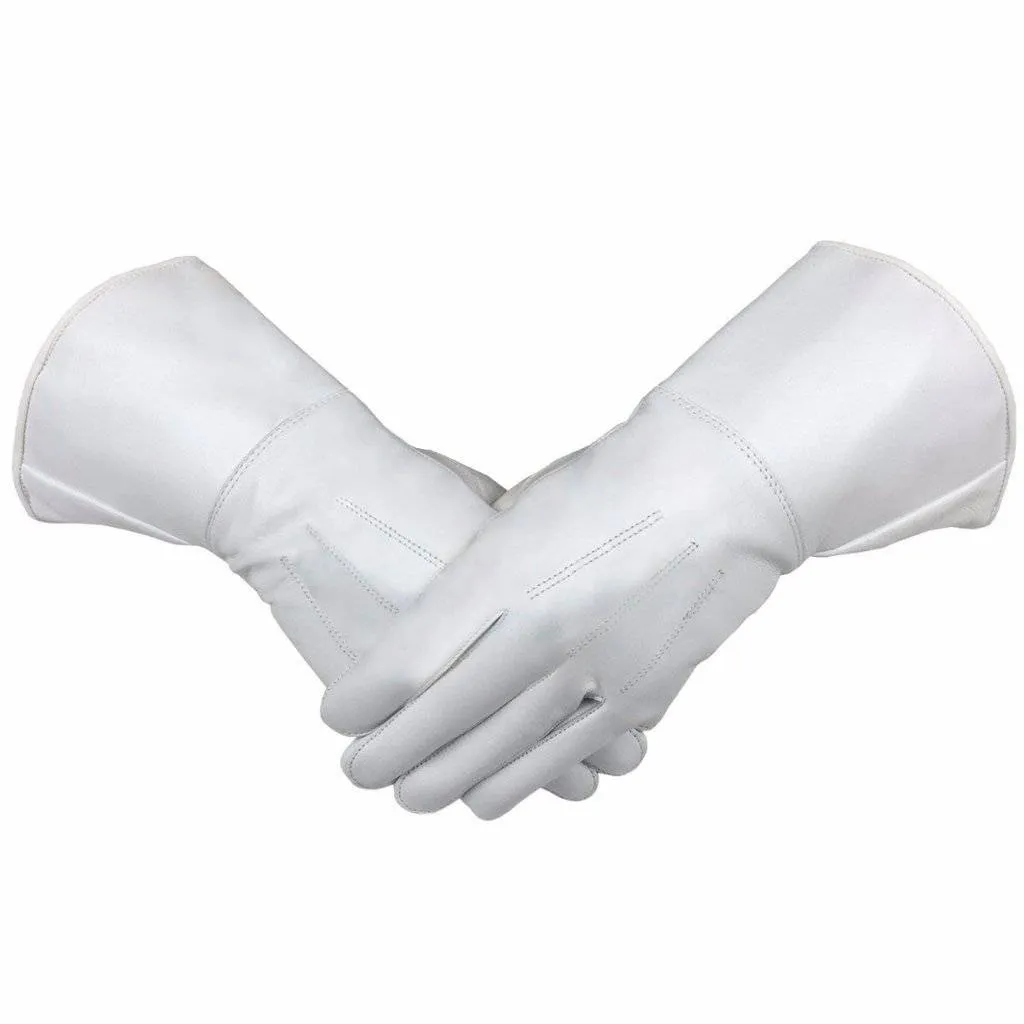 Masonic Gauntlet - White Piper Drummer Leather